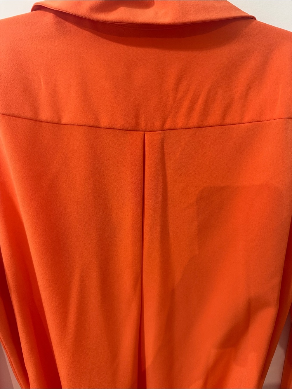 Calvin Klein Orange Long Sleeve Lace-Up Belted Shirt Dress - Size 12 - Picture 8 of 9